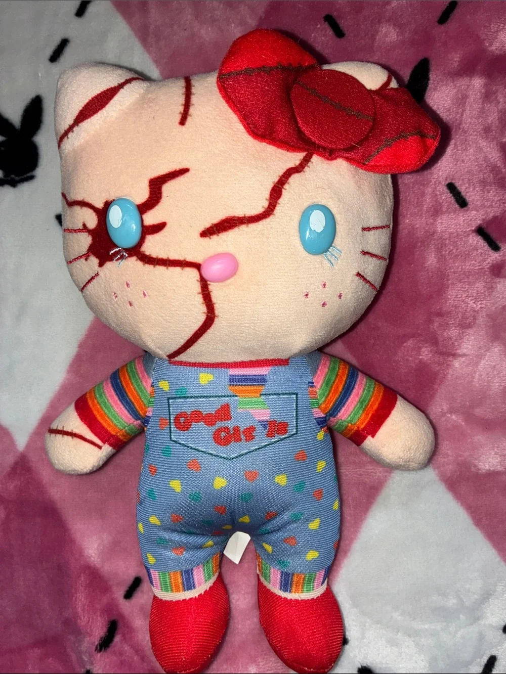 Hello Kitty Chucky Plush Doll - Pink, Red, Blue Outfit